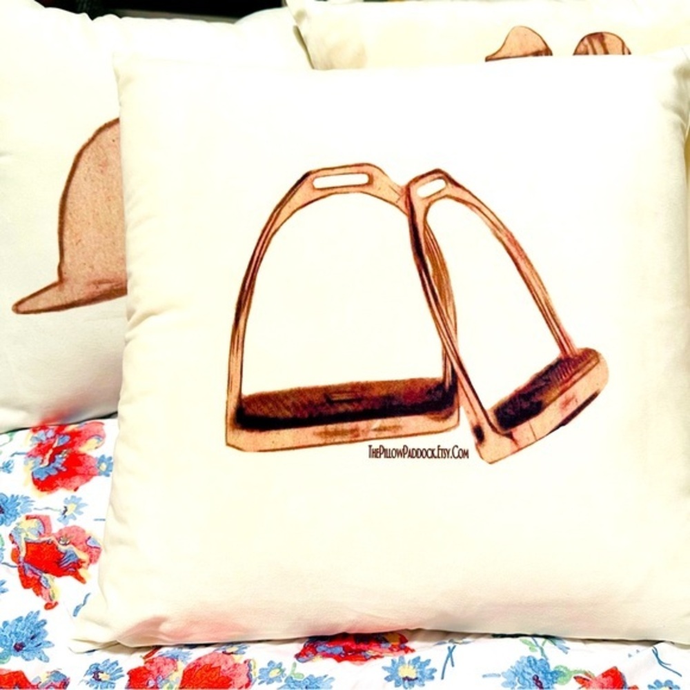 The Vintage Hunt Seat Equestrian themed 18x18 English pillow cover only!! Soft